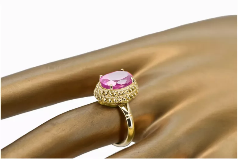 Vintage style Ring Amethyst 14K Yellow gold vrc068y